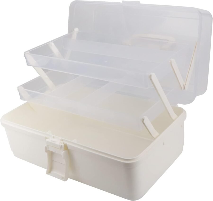 Large Three-Layer White Plastic Portable Tackle Box