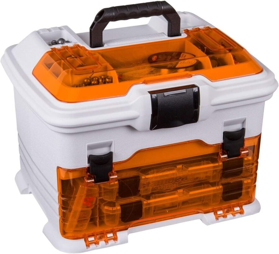 Portable Tackle Station with Five Removable Boxes White/Orange