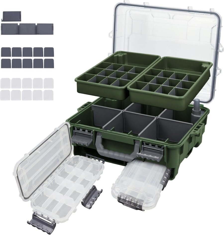 Waterproof Tackle Box with Two Removable Trays Floating