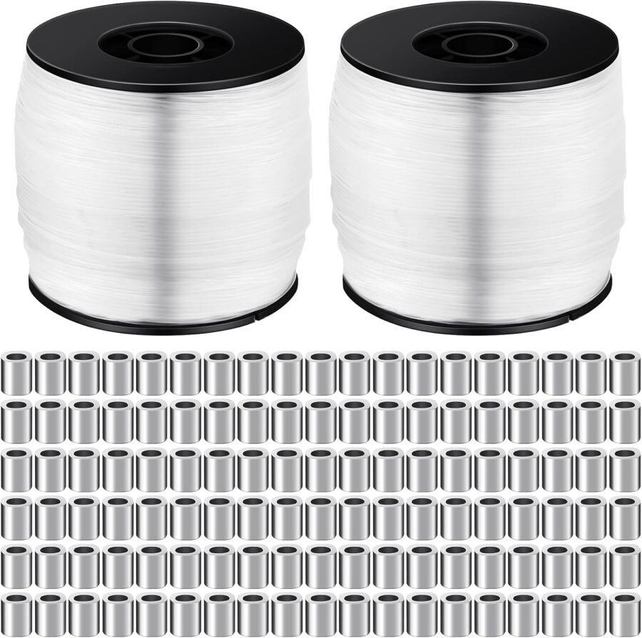 100lb 656ft Clear Monofilament Picture Hanging Wire with Sleeves