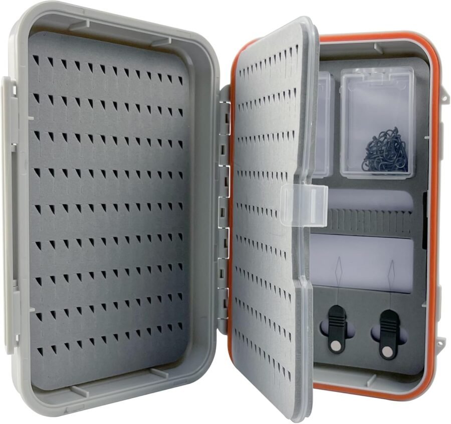 Four-Layer Waterproof Fly Box with Two Mini Magnetic Hook Boxes
