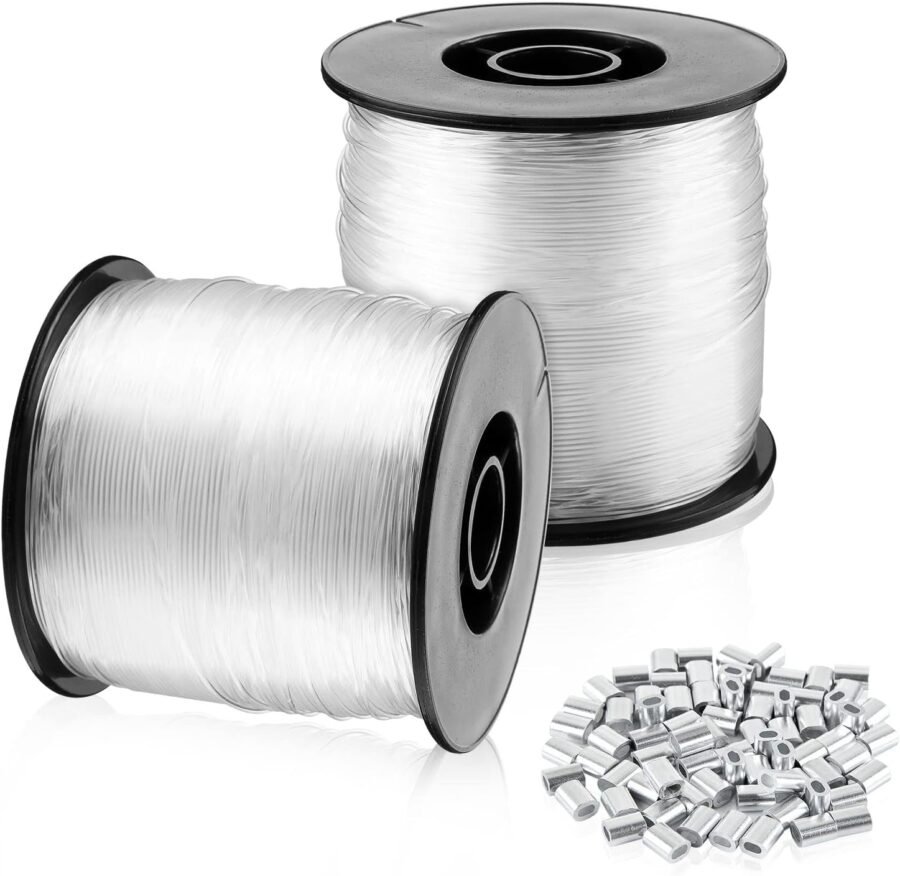 Two-Roll 0.8mm 656ft Clear Nylon String with 100 Aluminum Loops