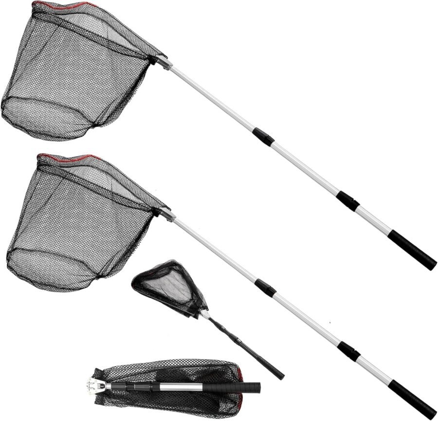 Two-Pack Telescopic Landing Net 51-Inch Nylon Mesh Black/White