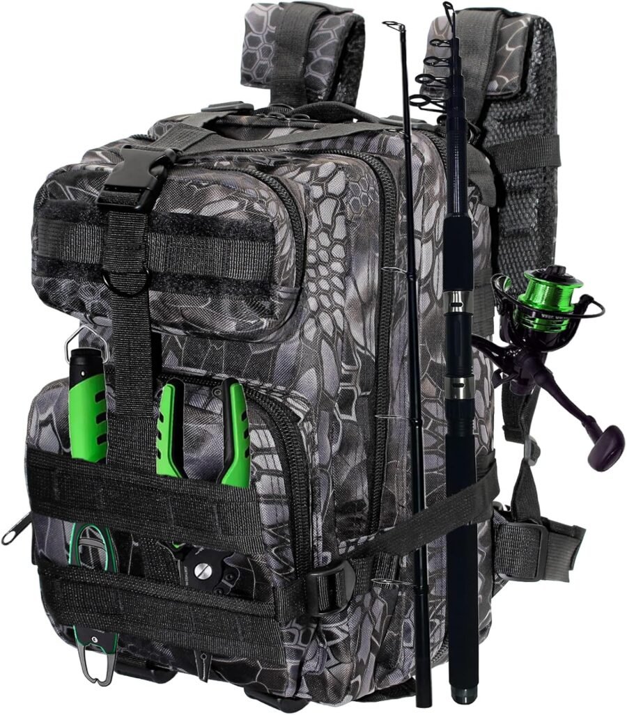 Lightweight Water-Resistant Backpack with Rod Holder