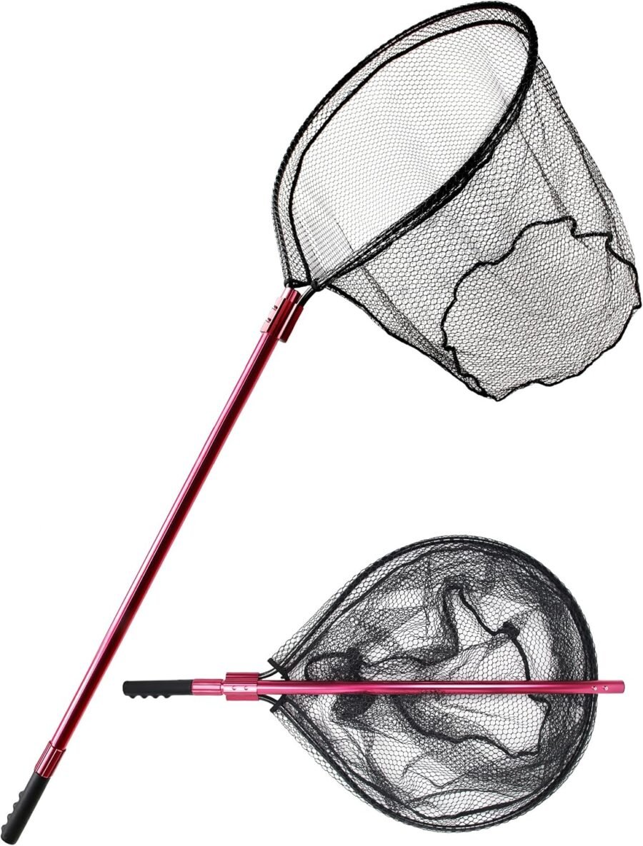 Large Aluminum Telescopic Rubber Landing Net 72-92 Inches 28x24 Hoop